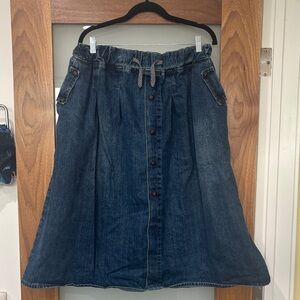 Tanming Dark Blue A-Line Denim Skirt